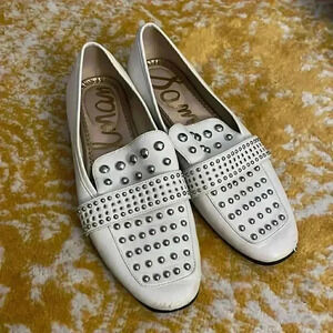 Sam Edelman studded white leather loafers 8